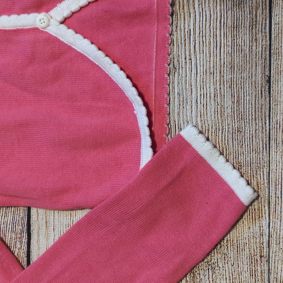 Brand New Gymboree L(10-12) Cardigan With White Trim And Flower Accent. - Picture 3 of 4